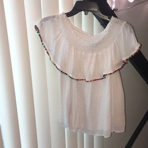Franchesca’s top with rainbow/gold beaded sleeves